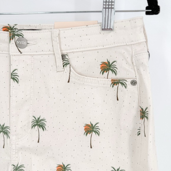 NYDJ Cream Shorts with Palm Print - Picture 2 of 5